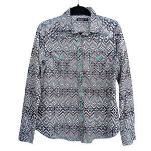 CRUEL Women's Printed Long Sleeve Western Pearl Snap Shirt Size M Rodeo Cowgirl